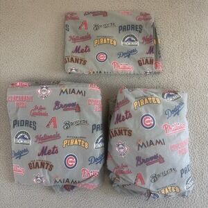 Pottery Barn Teen MLB Sheet Set Full 100% Cotton Fitted Flat Baseball